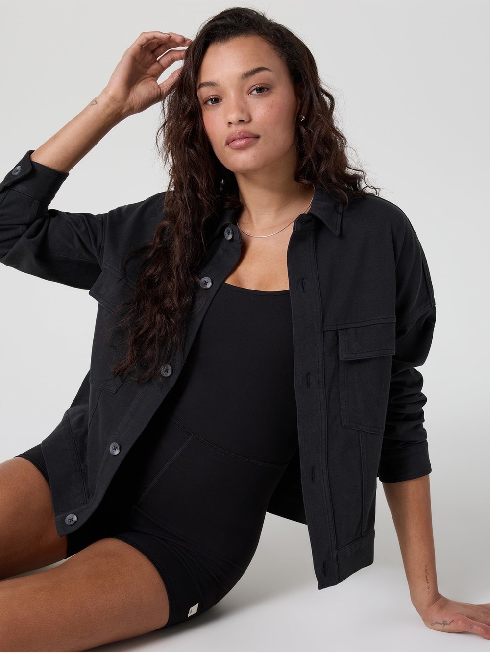 NWOT Vuori Mackenzie Jacket Shacket Washed Black Size XL Athleisure Cotton